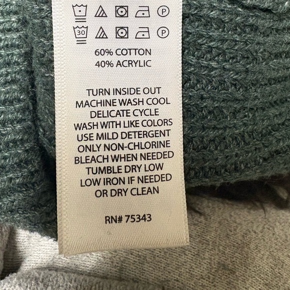 3/$30 William Rast Green Knit Mens Large Sweater Crewneck Cotton Blend Chunky - Picture 7 of 7